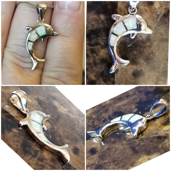 Genuine Australian Fire Opal Dolphon Pendant - Picture 3 of 4